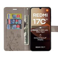 Hülle für Xiaomi Redmi 17C Handyhülle mit [Standfunktion][Kartenfächern] Grau