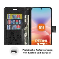 Hülle für Xiaomi Redmi 17 4G / 5G Handyhülle mit [Standfunktion][Kartenfächern] Schwarz