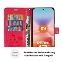 Hülle für Xiaomi Redmi 17 4G / 5G Handyhülle mit [Standfunktion][Kartenfächern] Rot