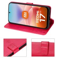 Hülle für Xiaomi Redmi 17 4G / 5G Handyhülle mit [Standfunktion][Kartenfächern] Rot