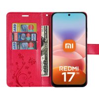 Hülle für Xiaomi Redmi 17 4G / 5G Handyhülle mit [Standfunktion][Kartenfächern] Rot