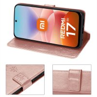 Hülle für Xiaomi Redmi 17 4G / 5G Handyhülle mit [Standfunktion][Kartenfächern] Rosegold