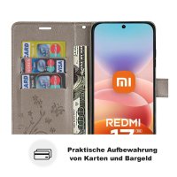 Hülle für Xiaomi Redmi 17 4G / 5G Handyhülle mit [Standfunktion][Kartenfächern] Grau