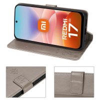 Hülle für Xiaomi Redmi 17 4G / 5G Handyhülle mit [Standfunktion][Kartenfächern] Grau