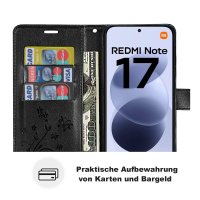 Hülle für Xiaomi Redmi Note 17 Handyhülle mit [Standfunktion][Kartenfächern] Schwarz