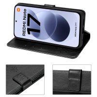 Hülle für Xiaomi Redmi Note 17 Handyhülle mit [Standfunktion][Kartenfächern] Schwarz