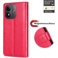 Hülle für Xiaomi Redmi Note 17 Handyhülle mit [Standfunktion][Kartenfächern] Rot