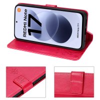 Hülle für Xiaomi Redmi Note 17 Handyhülle mit [Standfunktion][Kartenfächern] Rot