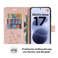 Hülle für Xiaomi Redmi Note 17 Handyhülle mit [Standfunktion][Kartenfächern] Rosegold