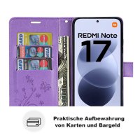 Hülle für Xiaomi Redmi Note 17 Handyhülle mit [Standfunktion][Kartenfächern] Lila