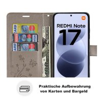 Hülle für Xiaomi Redmi Note 17 Handyhülle mit [Standfunktion][Kartenfächern] Grau