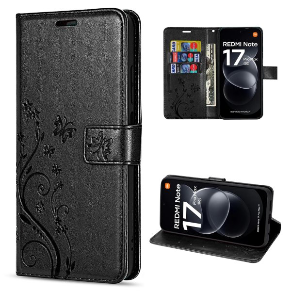 Hülle für Xiaomi Redmi Note 17 Pro 5G Handyhülle mit [Standfunktion][Kartenfächern] Schwarz