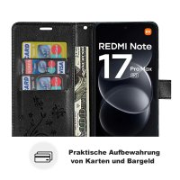 Hülle für Xiaomi Redmi Note 17 Pro 5G Handyhülle mit [Standfunktion][Kartenfächern] Schwarz