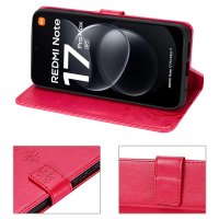 Hülle für Xiaomi Redmi Note 17 Pro 5G Handyhülle mit [Standfunktion][Kartenfächern] Rot