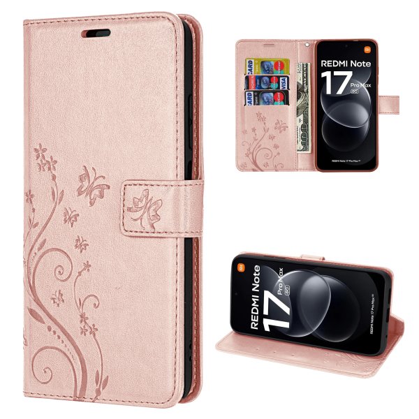 Hülle für Xiaomi Redmi Note 17 Pro 5G Handyhülle mit [Standfunktion][Kartenfächern] Rosegold