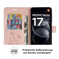 Hülle für Xiaomi Redmi Note 17 Pro 5G Handyhülle mit [Standfunktion][Kartenfächern] Rosegold