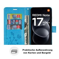 Hülle für Xiaomi Redmi Note 17 Pro 5G Handyhülle mit [Standfunktion][Kartenfächern] Blau