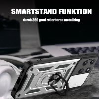 Outdoor Hülle für Motorola Moto G37 / G47 Kameraschutz Ring Case Stoßfest Silber