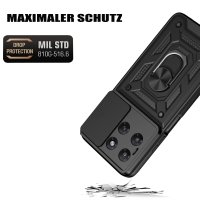 Outdoor Hülle für Motorola Moto G37 / G47 Kameraschutz Ring Case Stoßfest Schwarz