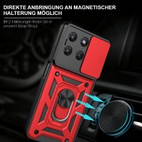 Outdoor Hülle für Motorola Moto G37 / G47 Kameraschutz Ring Case Stoßfest Rot