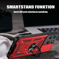 Outdoor Hülle für Motorola Moto G37 / G47 Kameraschutz Ring Case Stoßfest Rot