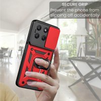 Outdoor Hülle für Motorola Moto G37 / G47 Kameraschutz Ring Case Stoßfest Rot