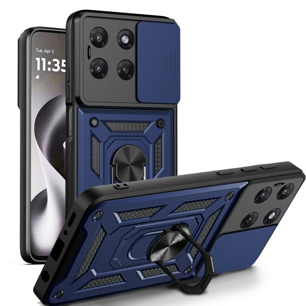 Outdoor Hülle für Motorola Moto G37 / G47 Kameraschutz Ring Case Stoßfest Blau