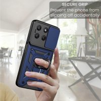 Outdoor Hülle für Motorola Moto G37 / G47 Kameraschutz Ring Case Stoßfest Blau