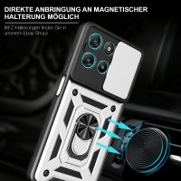 Outdoor Hülle für Motorola Moto G57 / G67 Power Kameraschutz Ring Case Silber