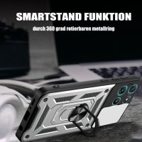 Outdoor Hülle für Motorola Moto G57 / G67 Power Kameraschutz Ring Case Silber