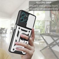 Outdoor Hülle für Motorola Moto G57 / G67 Power Kameraschutz Ring Case Silber