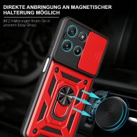 Outdoor Hülle für Motorola Moto G57 / G67 Power Kameraschutz Ring Case Rot