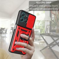Outdoor Hülle für Motorola Moto G57 / G67 Power Kameraschutz Ring Case Rot