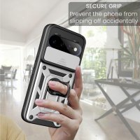 Outdoor Panzer Hülle für Google Pixel 11 / 11 Pro Handyhülle mit Kameraschutz Ringhalter Cover Silber
