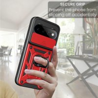 Outdoor Panzer Hülle für Google Pixel 11 / 11 Pro Handyhülle mit Kameraschutz Ringhalter Cover Rot