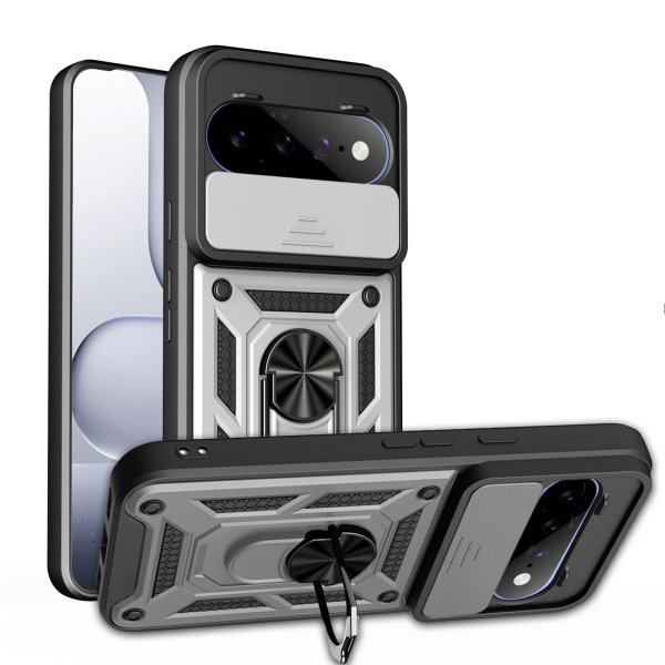 Outdoor Panzer Hülle für Google Pixel 11 Pro XL Handyhülle mit Kameraschutz Ringhalter Cover Silber