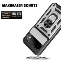 Outdoor Panzer Hülle für Google Pixel 11 Pro XL Handyhülle mit Kameraschutz Ringhalter Cover Silber