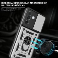 Outdoor Panzer Hülle für Samsung Galaxy A27 mit Kameraschutz Ringhalter Silber