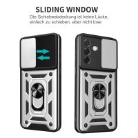 Outdoor Panzer Hülle für Samsung Galaxy A27 mit Kameraschutz Ringhalter Silber