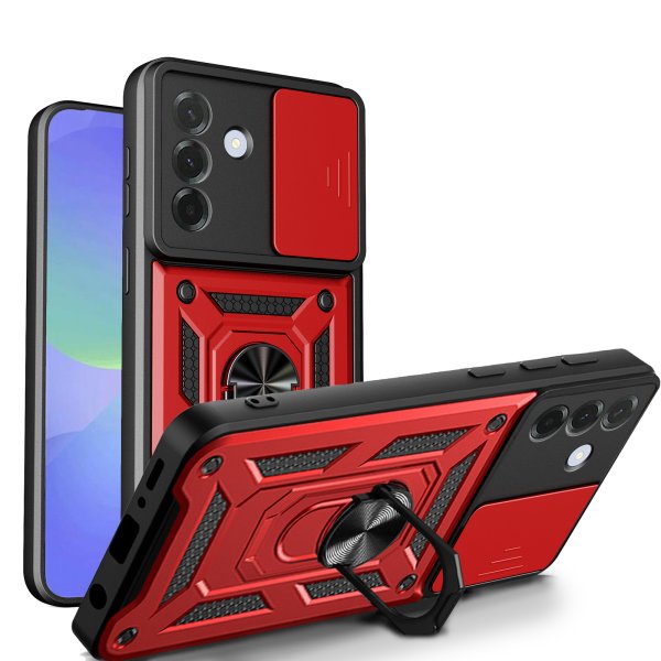 Outdoor Panzer Hülle für Samsung Galaxy A27 mit Kameraschutz Ringhalter Rot