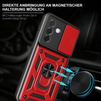 Outdoor Panzer Hülle für Samsung Galaxy A27 mit Kameraschutz Ringhalter Rot