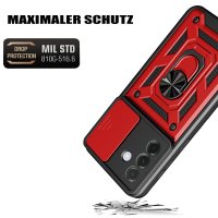 Outdoor Panzer Hülle für Samsung Galaxy A27 mit Kameraschutz Ringhalter Rot