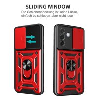 Outdoor Panzer Hülle für Samsung Galaxy A27 mit Kameraschutz Ringhalter Rot