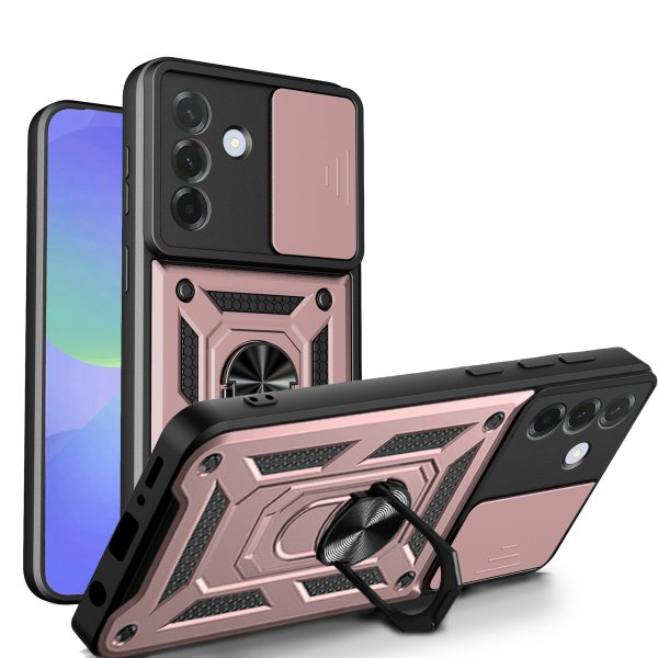 Outdoor Panzer Hülle für Samsung Galaxy A27 mit Kameraschutz Ringhalter Rosegold