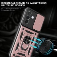 Outdoor Panzer Hülle für Samsung Galaxy A27 mit Kameraschutz Ringhalter Rosegold