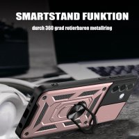 Outdoor Panzer Hülle für Samsung Galaxy A27 mit Kameraschutz Ringhalter Rosegold