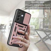 Outdoor Panzer Hülle für Samsung Galaxy A27 mit Kameraschutz Ringhalter Rosegold