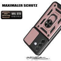 Outdoor Panzer Hülle für Samsung Galaxy A27 mit Kameraschutz Ringhalter Rosegold