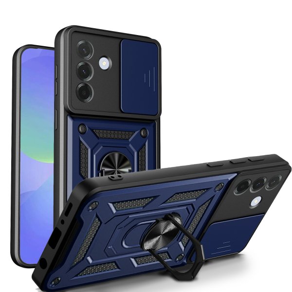 Outdoor Panzer Hülle für Samsung Galaxy A27 mit Kameraschutz Ringhalter Blau