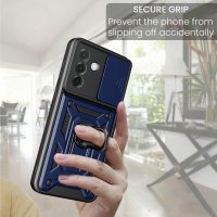 Outdoor Panzer Hülle für Samsung Galaxy A27 mit Kameraschutz Ringhalter Blau